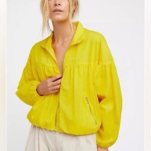 FREE PEOPLE Now Or Never Yellow Women's Windbreaker Jacket